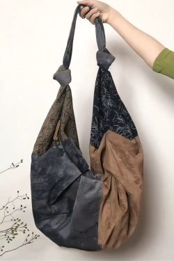 Retro Large Capacity Colorblock Spliced Shoulder Bag