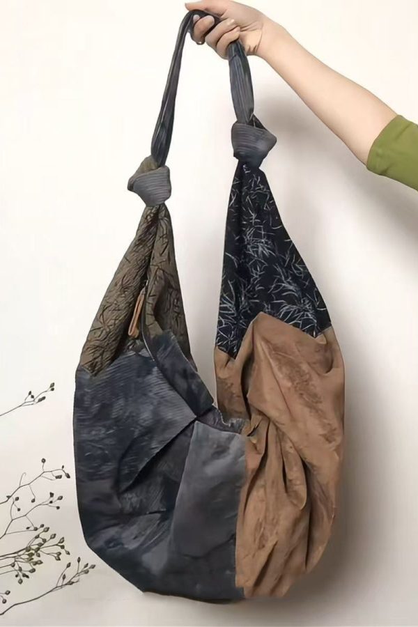 Retro Large Capacity Colorblock Spliced Shoulder Bag