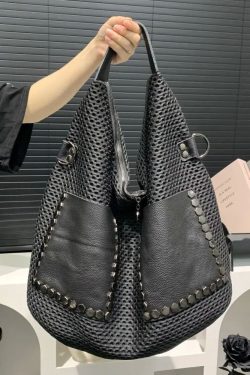Retro Mesh Large Capacity Shoulder Bag Punk Style