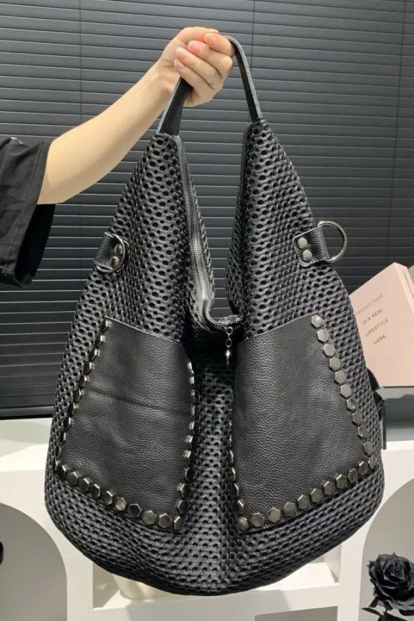 Retro Mesh Large Capacity Shoulder Bag Punk Style