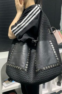 Retro Mesh Large Capacity Shoulder Bag Punk Style