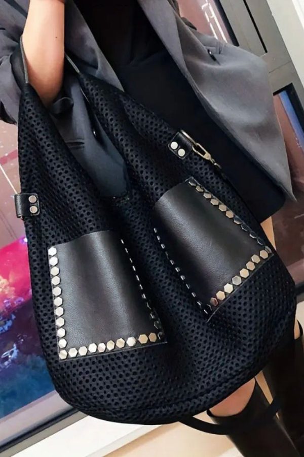 Retro Mesh Large Capacity Shoulder Bag Punk Style