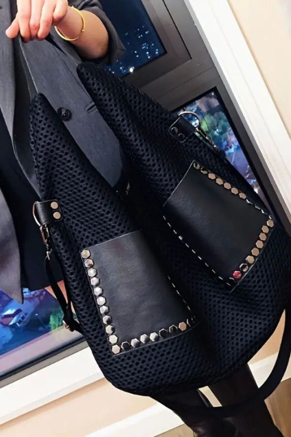 Retro Mesh Large Capacity Shoulder Bag Punk Style