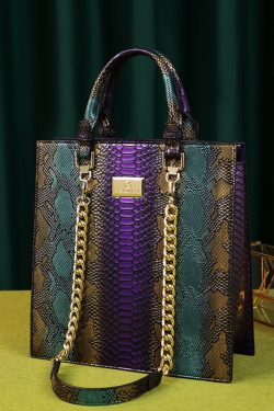 Retro Mixed Color Serpentine Large Capacity Tote Handbag