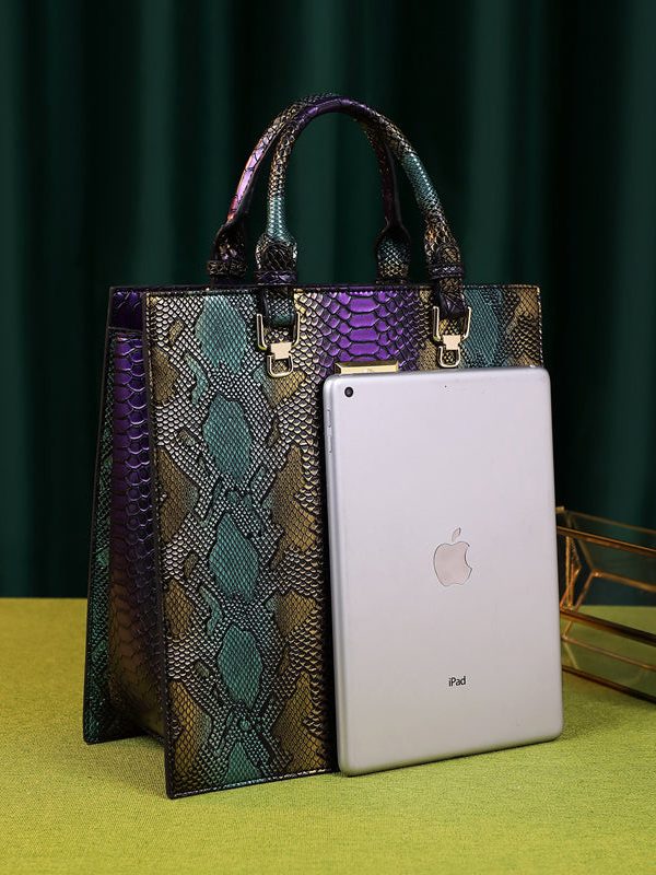 Retro Mixed Color Serpentine Large Capacity Tote Handbag