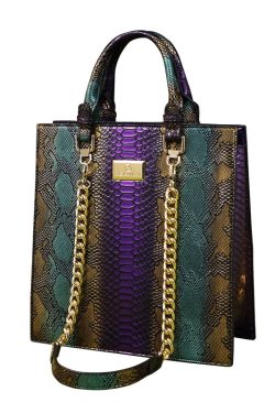 Retro Mixed Color Serpentine Large Capacity Tote Handbag