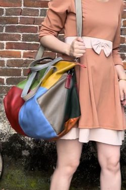 Retro New Cowhide Patchwork Handheld Crossbody Bag