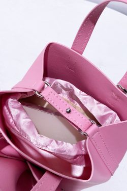 Retro Pink 3D Flower Decorated Faux Leather Evening Bag