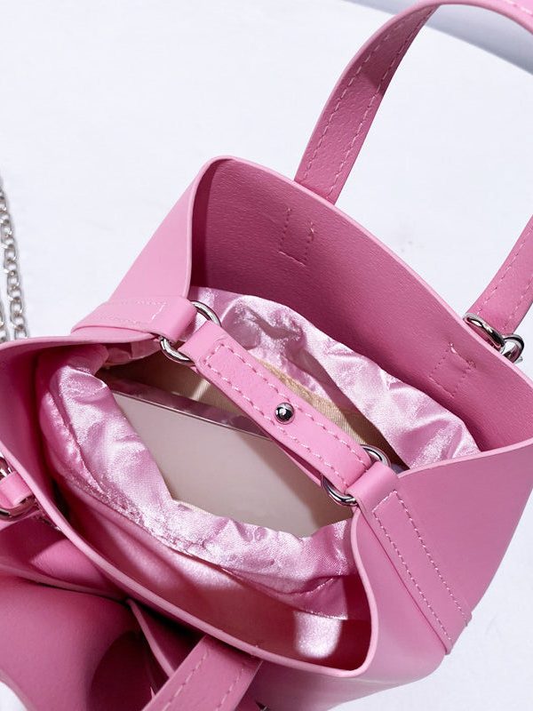 Retro Pink 3D Flower Decorated Faux Leather Evening Bag