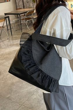 Retro Ruffled Patchwork Durable Cotton Women Handbags