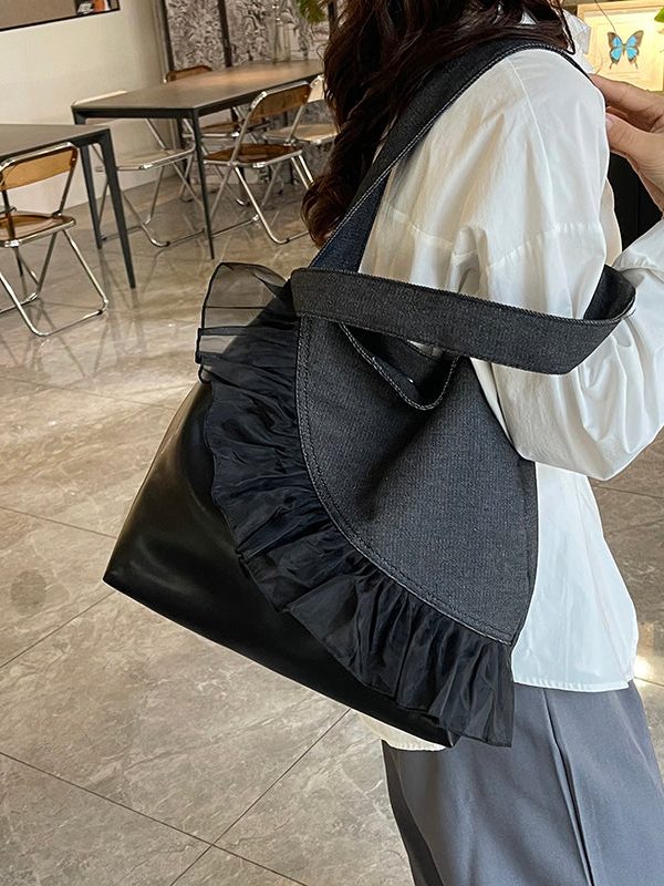 Retro Ruffled Patchwork Durable Cotton Women Handbags