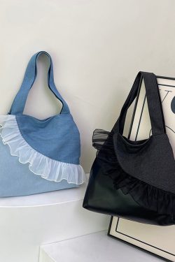 Retro Ruffled Patchwork Durable Cotton Women Handbags