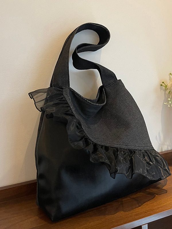 Retro Ruffled Patchwork Durable Cotton Women Handbags