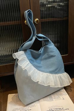 Retro Ruffled Patchwork Durable Cotton Women Handbags