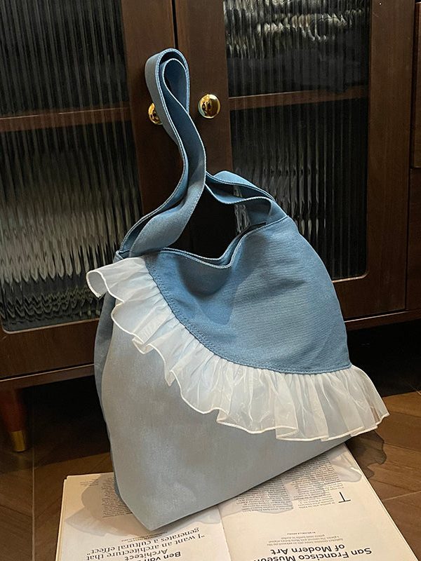 Retro Ruffled Patchwork Durable Cotton Women Handbags