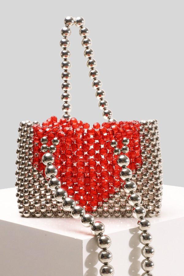 Retro Silvery Hollow Out Love Patchwork Beading Shoulder Handbag