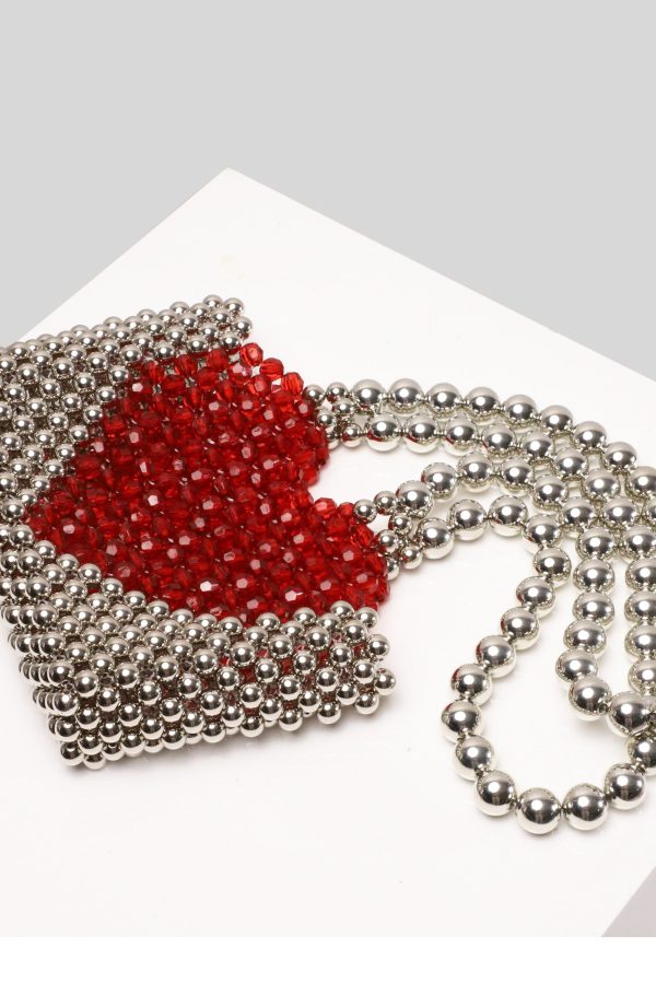 Retro Silvery Hollow Out Love Patchwork Beading Shoulder Handbag