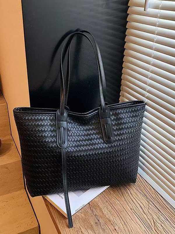 Retro Weave Design Large Capacity Faux Leather Women Handbags