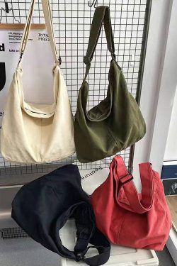 Retro White Large Capacity Canvas Satchel Handbag