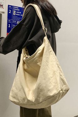 Retro White Large Capacity Canvas Satchel Handbag