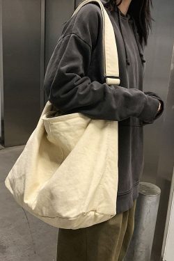 Retro White Large Capacity Canvas Satchel Handbag