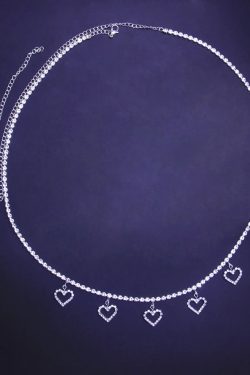 Rhinestone Belly Chain with Heart Pendant