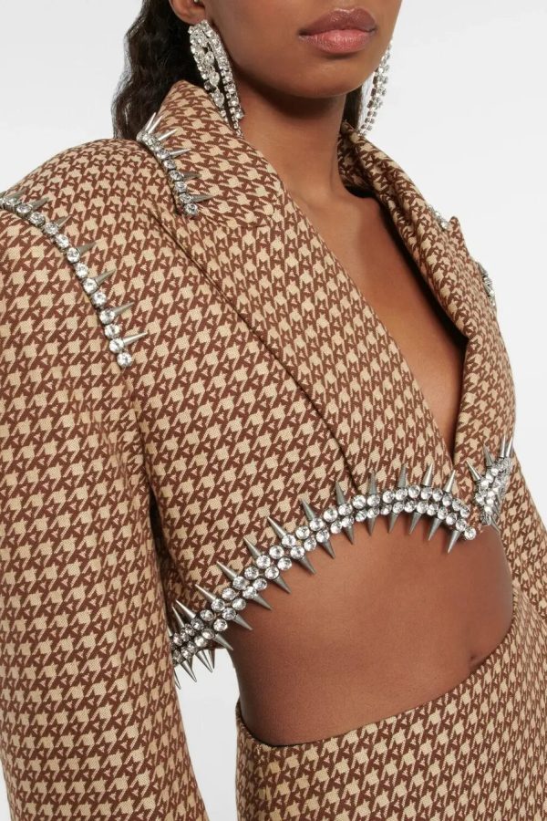 Rhinestone Blazer & Skirt Two Piece Set