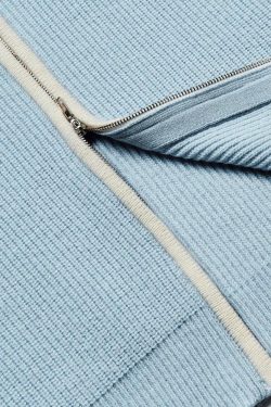 Ribbed Double Zip-Up Cardigan