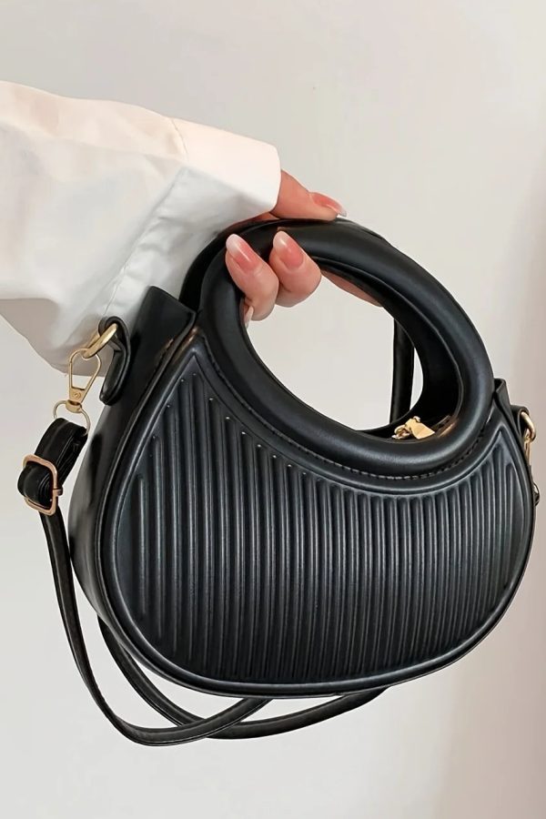 Ribbed Top-Handle Bag