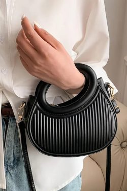 Ribbed Top-Handle Bag