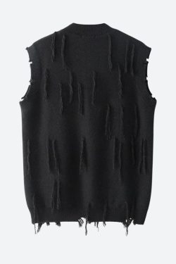 Ripped Tasseled Sweater Vest