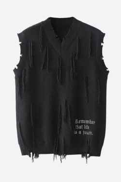 Ripped Tasseled Sweater Vest