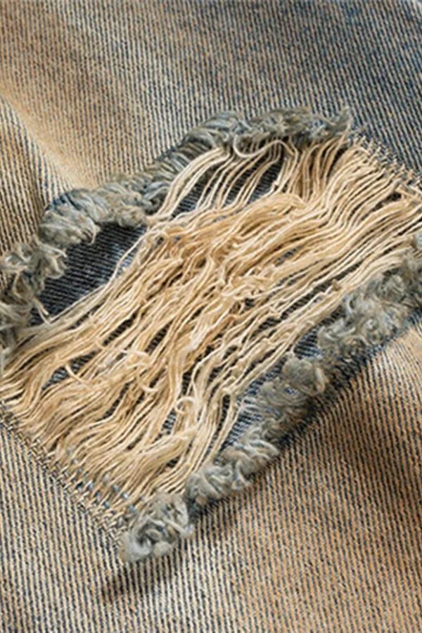 Ripped Wide Leg Denim Jeans