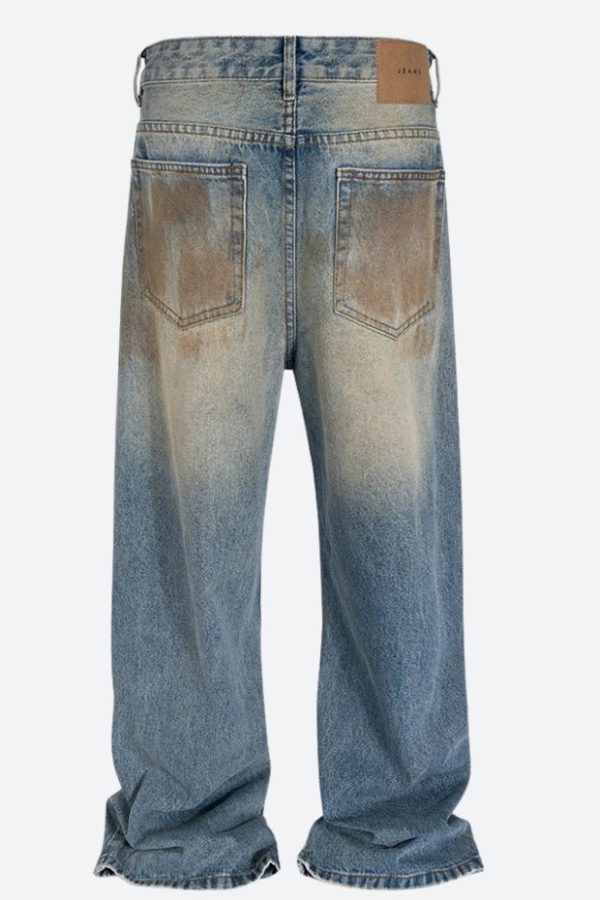 Ripped Wide Leg Denim Jeans