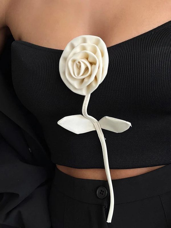 Rose Detail Strapless Top