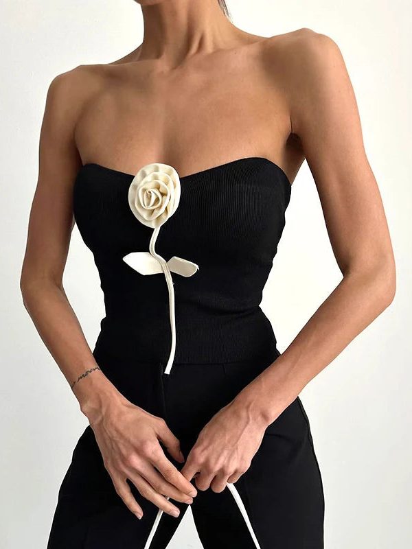 Rose Detail Strapless Top