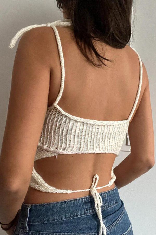 Rose Detailed Knitted Crop Top