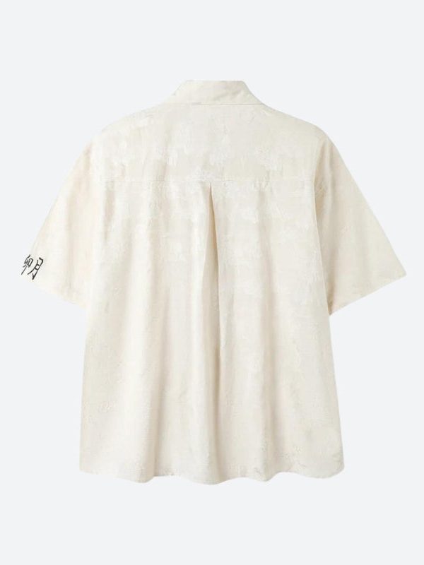 Rose Embroidery Tie Shirt