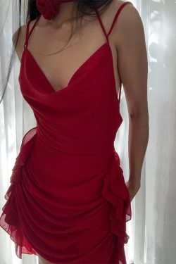 Rose Neck Tie Mini Dress