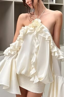 Rose Ruffled Mini Dress