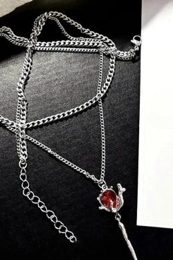 Rose Shaped Stoned Necklace