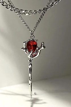 Rose Shaped Stoned Necklace