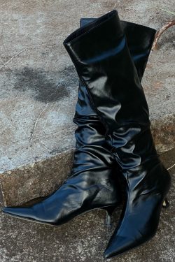 Royal Blue Splicing Stylish High Heel Boots Pointed Toe