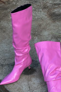 Royal Blue Splicing Stylish High Heel Boots Pointed Toe