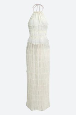 Ruched Backless Top & Maxi Skirt Two Piece Set