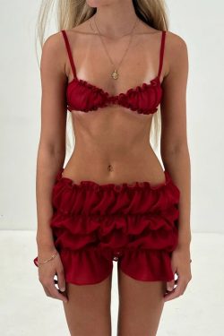 Ruched Bra & Mini Skirt Two Piece Set