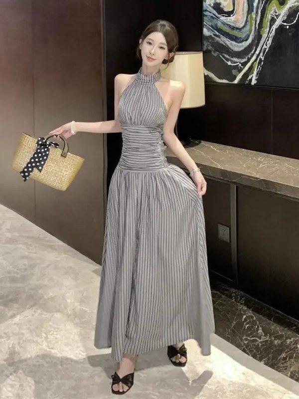 Ruched Halter Midi Dress