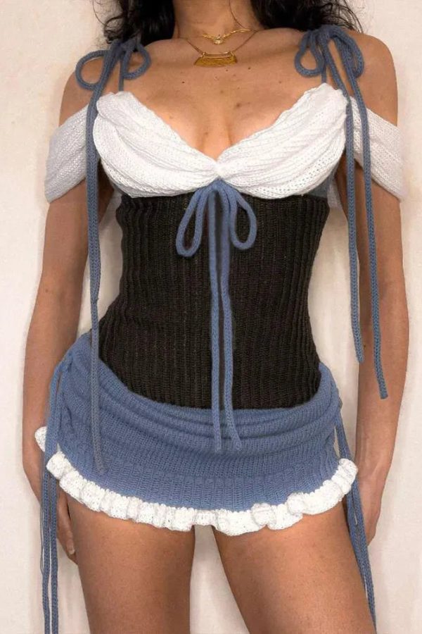 Ruched Knitted Mini Dress