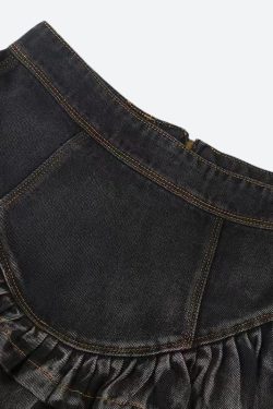 Ruffled Denim Mini Skirt