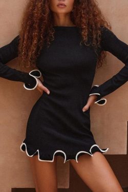 Ruffled Hem Mini Dress